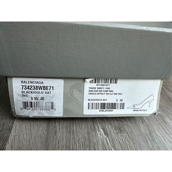 Balenciaga Logo Plaque Heeled Pumps in Black Size EU38/US8 $950 - Picture 14 of 14